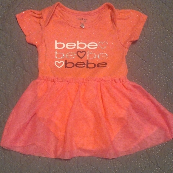 Bebe Glittery Pink Baby Dress Onsie​​ - Picture 1 of 4
